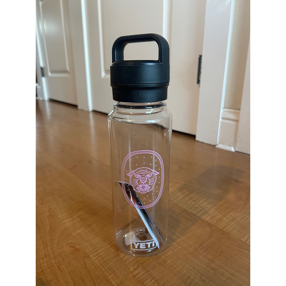 YETI Yonder 25 oz Water Bottle Clear Pink Tiger Graphic BPA-Free Lightweight